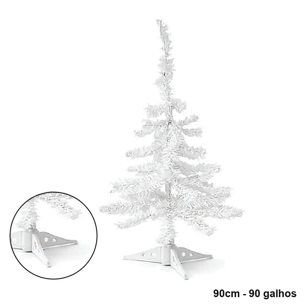 Árvore de Natal Pequena Branca 90cm 90 Galhos