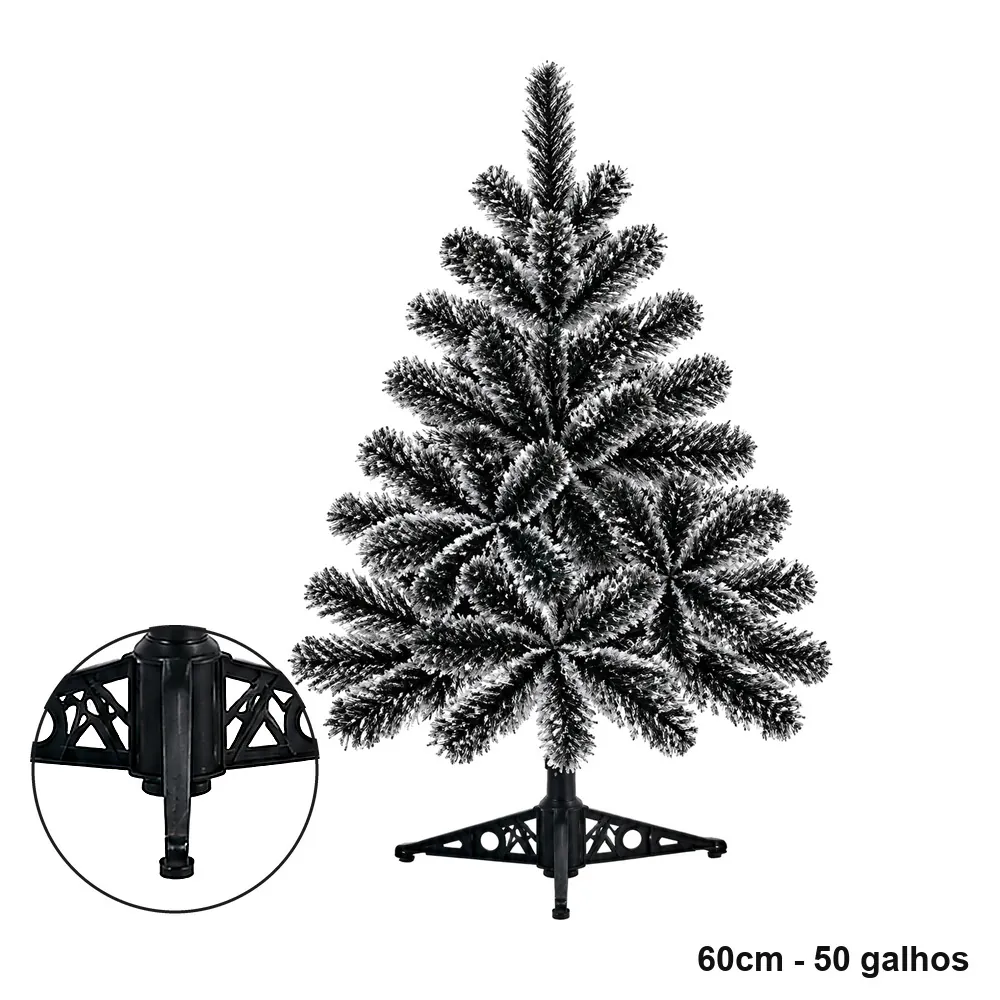 Árvore de Natal Pequena Nevada 60cm 50 Galhos