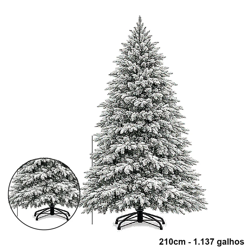 Árvore de Natal Grande Nevada Luxo 2,10m 1.137 Galhos
