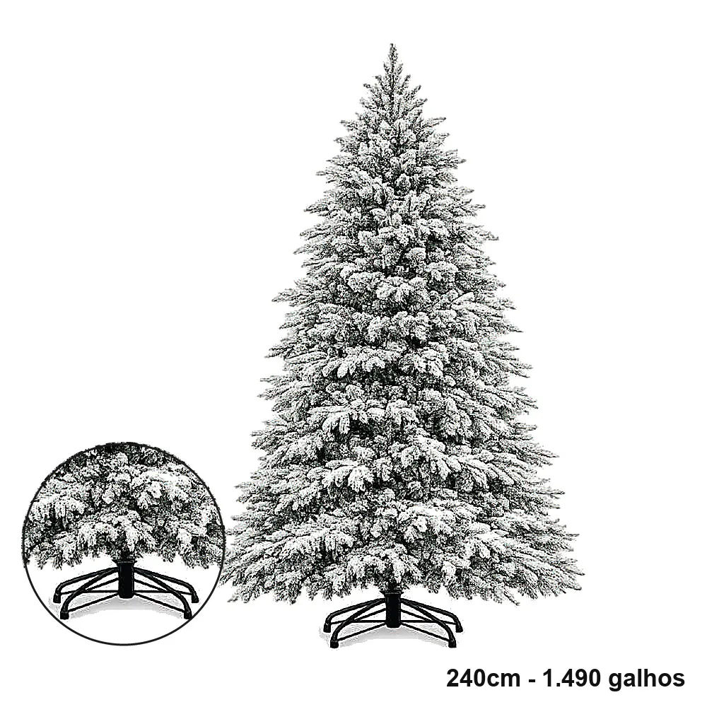 Árvore de Natal Gigante Nevada Luxo 2,40m 1.490 Galhos