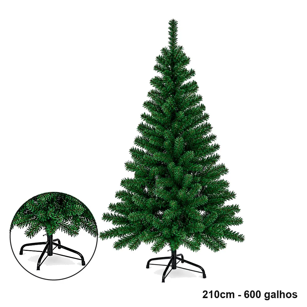 Árvore de Natal Grande Verde 2,10m 600 Galhos