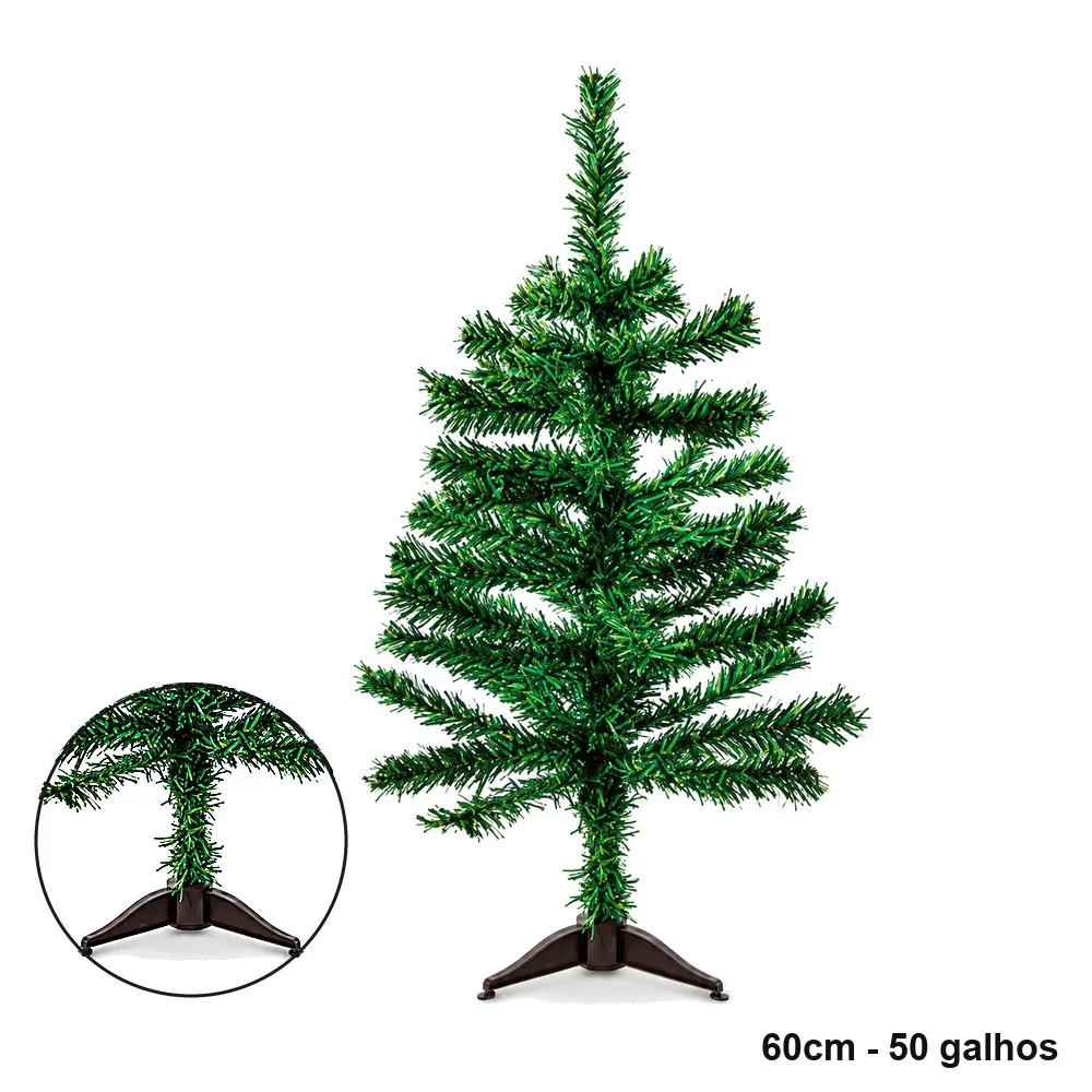 Árvore de Natal Pequena Verde 60cm 50 Galhos