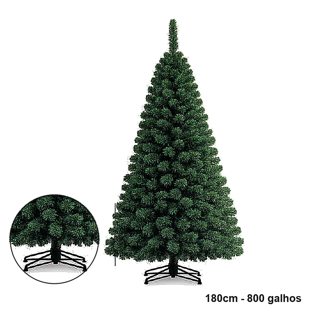 Árvore de Natal Grande Verde Cheia 1,80m 800 Galhos