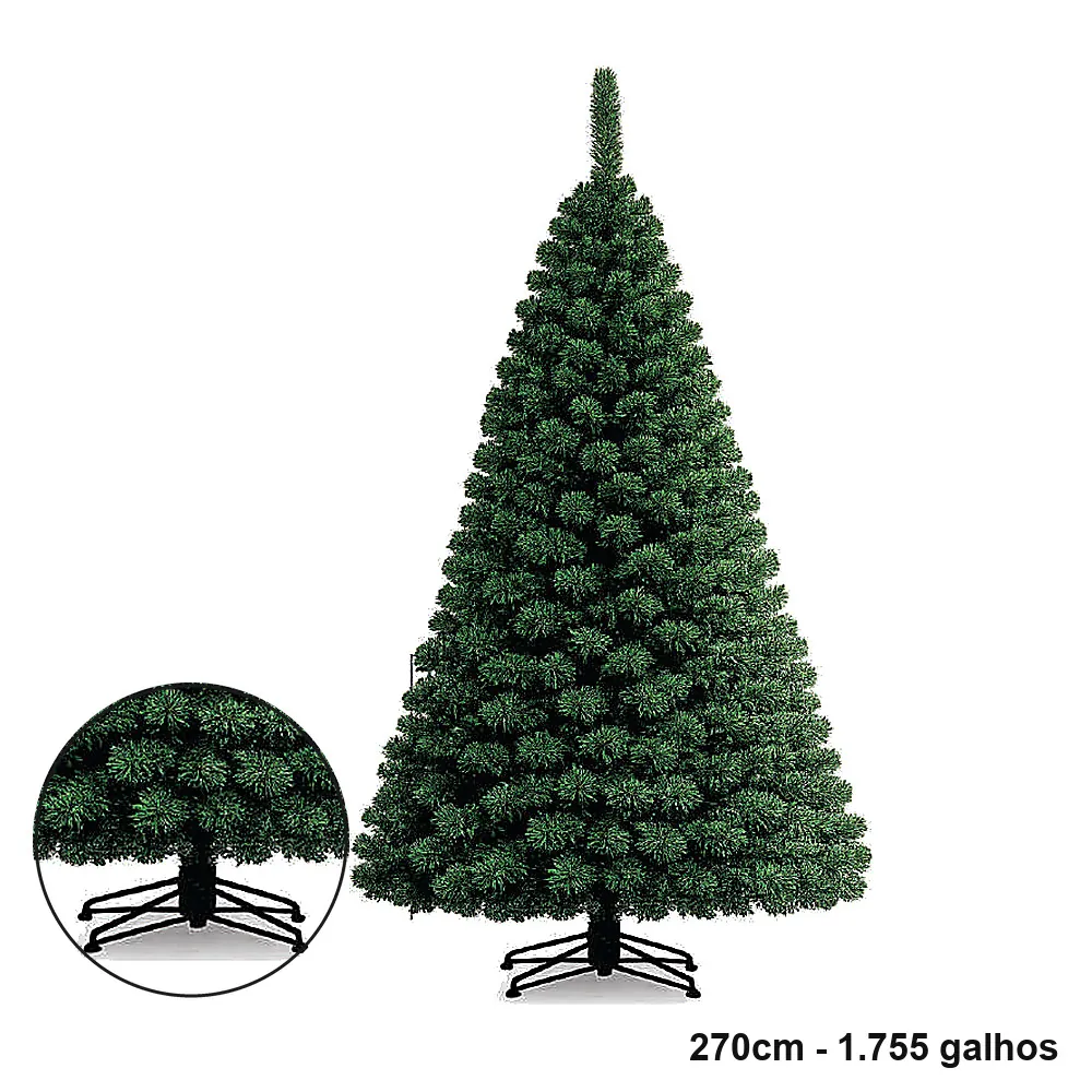 Árvore de Natal Gigante Verde Cheia 2,70m 1.755 Galhos